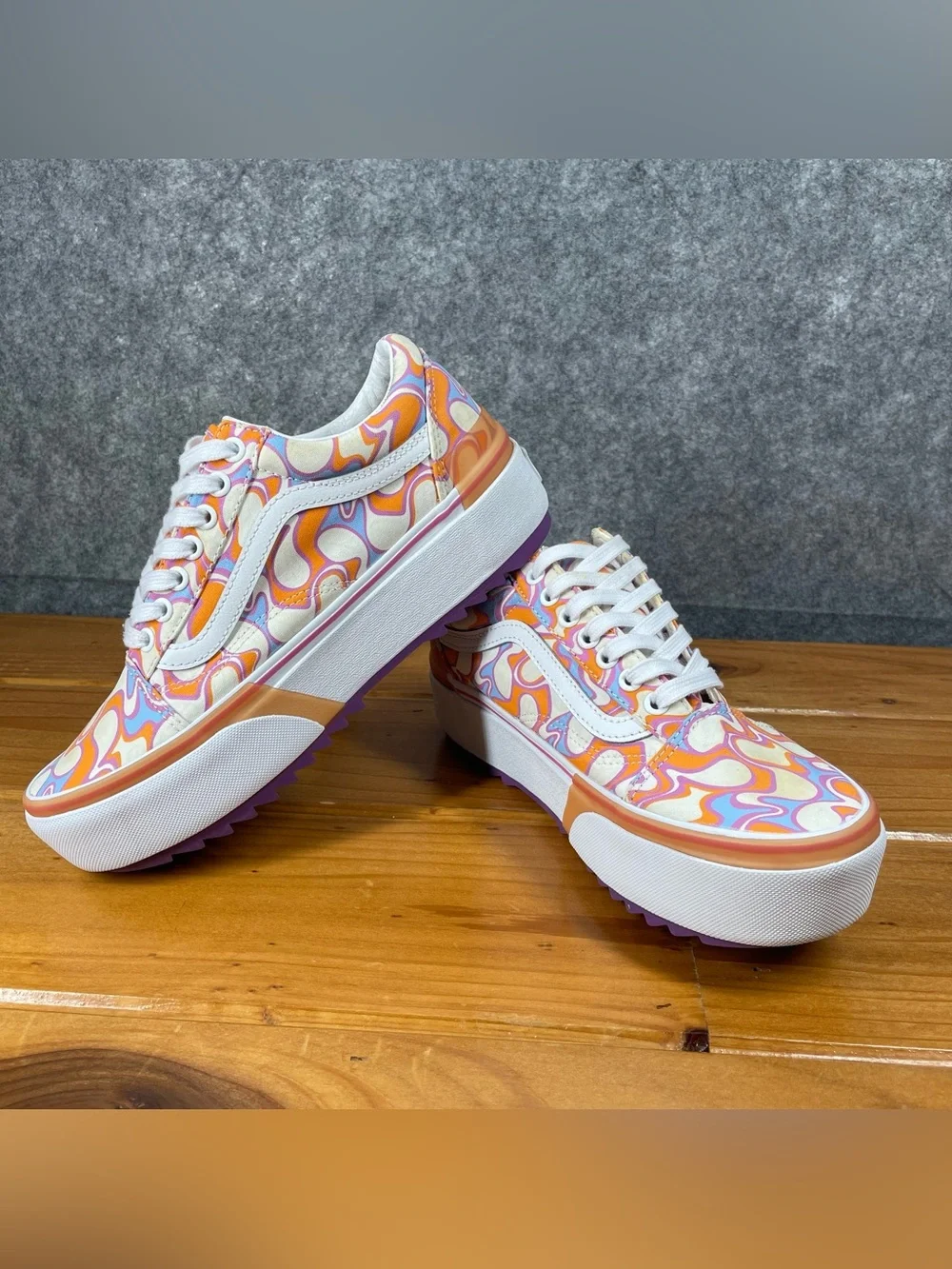Vans Old Skool Stacked Womens Size 8 / Men 6.5 UV Ink Peace Platform Psychedelic